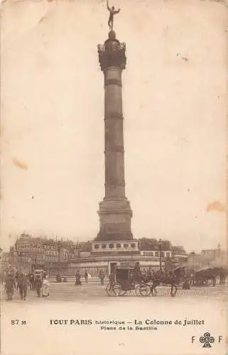 C050 Frankreich Paris La Colonne de Juillet Place de la Bastille 1908 Postkarte