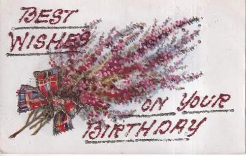 A964 Neuheit Glitzer Blumen Tartan Band Geburtstag Grüße Postkarte