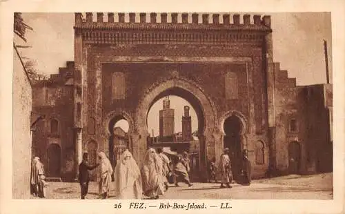 A963 Marokko Fez Bab Bou Jeloud Gate Vintage Postkarte
