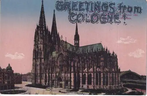 A964 Neuheit Glitzer Koeln Grüße aus dem Kölner Dom Postkarte