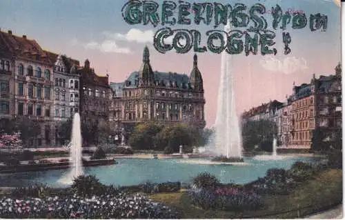 A964 Neuheit Glitzer Koeln Grüße vom Kölner Platz Vintage Postkarte