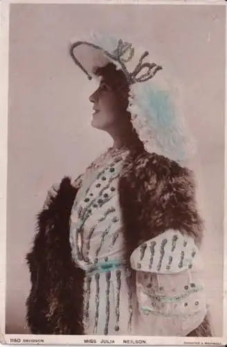 A964 Britisch Edwardianische Schauspielerin Julia Neilson Neuheit Glitzer Postkarte