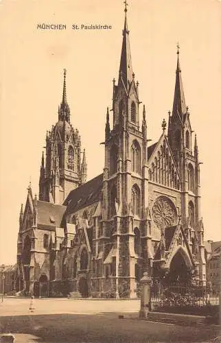 Deutschland München St Paulskirche Kirche Vintage Postkarte