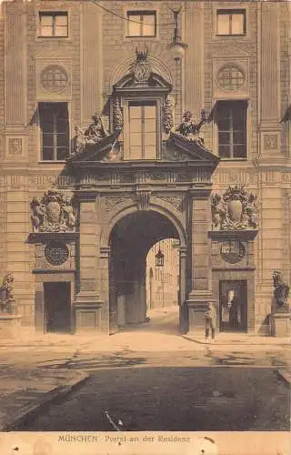 Deutschland München München Portal an der Residenztor Vintage Postkarte