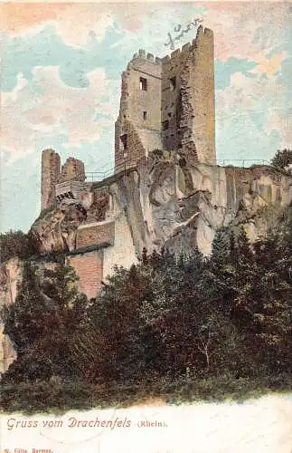 Deutschland 1909 Gruss vom Drachenfels Rhein alte Postkarte