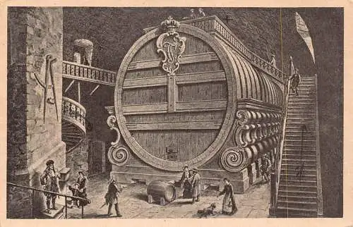 Deutschland Heidelberg Das Große Fass Barrick Arbeiter Kunst Vintage Postkarte