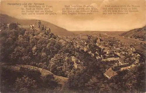 Deutschland Heidelberg von der Terrasse Gedicht 1909 alte Postkarte