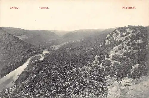 Tschechien Znojmo Znaim Thayatal Königsstuhl Bergblick Vintage Postkarte