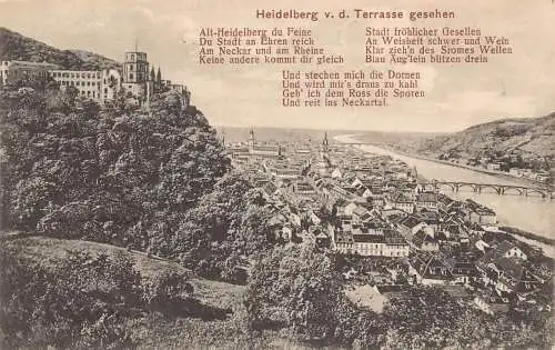 Deutschland 1911 Heidelberg vd Terrasse Terrassenansicht Gedicht Vintage Postkarte