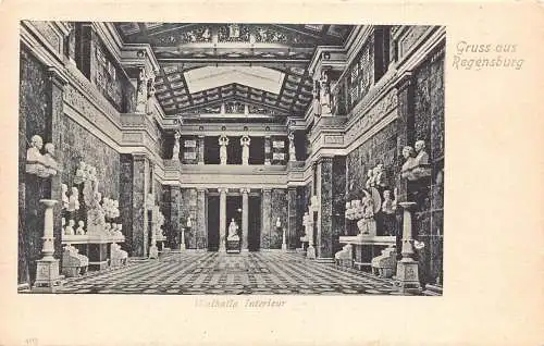 Deutschland Gruss aus Regensburg Walhalla Interieur Vintage Postkarte