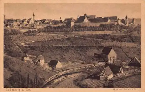 Deutschland Rothenburg o T Blick von der Alten Burg Vintage Postkarte
