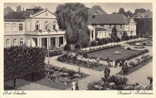 Deutschland Bad Salzuflen Kurpark Badehaeuser Bäder Vintage Postkarte