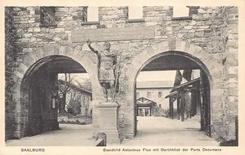 Deutschland Saalburg Standbild Antoninus Pius Durchblick Porta Decumana Postkarte