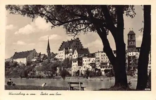 Deutschland Wasserburg a Inn River View RPPC Vintage Postkarte