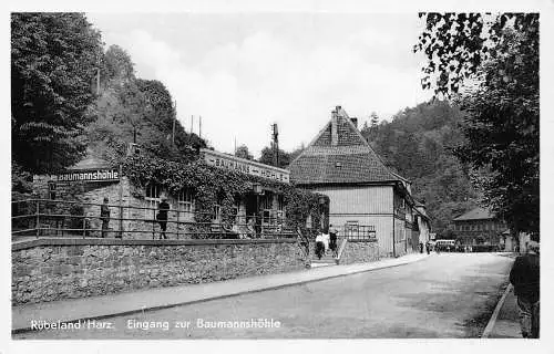 Deutschland Ruebeland Harz Eingang zur Baumannshöhle Vintage Postkarte