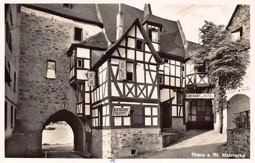 Deutschland Rhens a Rh Malerecke Hotel RPPC Vintage Postkarte