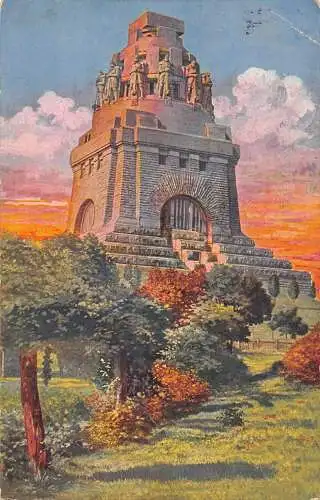L052 Deutschland 1914 Das Voelkerschlachtdenkmal bei Leipzig Vintage Postkarte