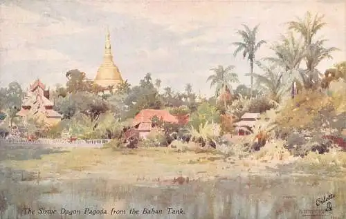 L255 Burma Myanmar Shwe Dagon Pagode aus der Baban Tank Postkarte