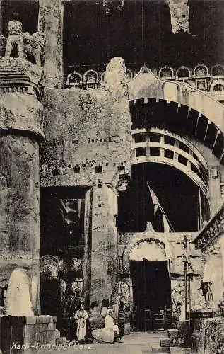L376 Indien Karli Haupthöhle Buddhismus Vintage Postkarte