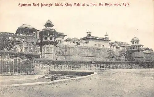 L377 Indien Beschwörung Burj Jahangiri Mahl Khas Mahl Agra von Flussseite Postkarte