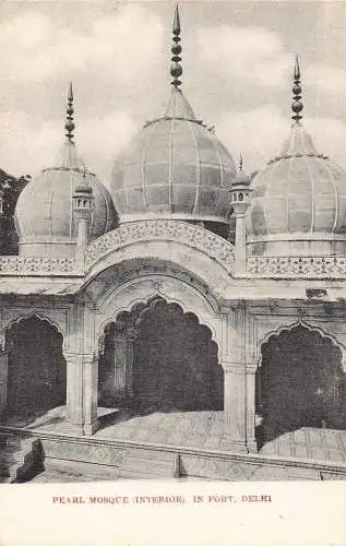 L376 Indien Perlenmoschee Innenraum in Fort Delhi Vintage Postkarte