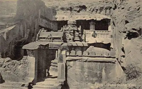 L377 Indien Ellora Indra Sabha Höhle Vintage Postkarte