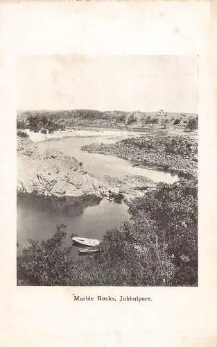 L377 Indien Marmorfelsen Jubbulpore Boote Fluss Vintage Postkarte