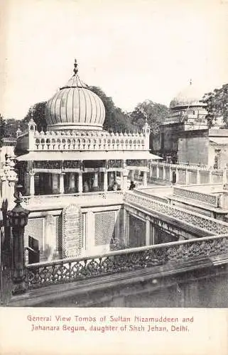 L377 Indien Gesamtansicht Gräber von Sultan Nizamudden Jahanara Begum Delhi Postkarte