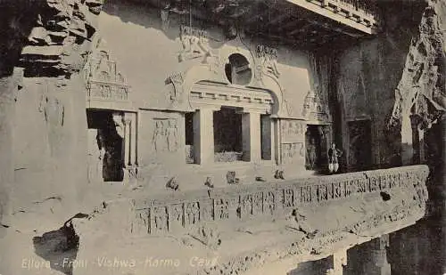 L378 Indien Ellora Front Vishwa Karma Höhle Vintage Postkarte