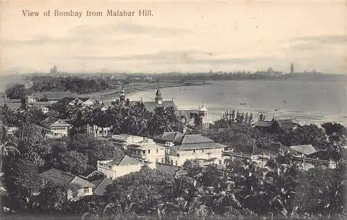 L378 Indien Ansicht von Bombay vom Malabar Hill Vintage Postkarte
