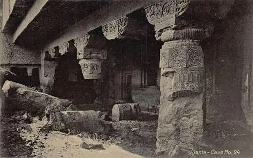 L377 Indien Ajanta Höhle Nr 24 Säulen Ruinen Vintage Postkarte