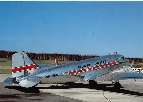 A156 Flugzeug Kar-Air Fluggesellschaft OH-VKB ca. 1975 Helsinki Finnland Flughafen Postkarte