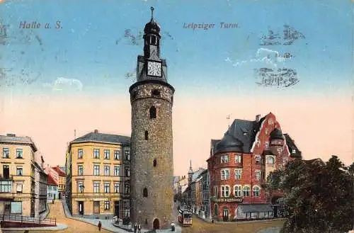 A154 Deutschland 1915 Halle a S Leipziger Turm 1. Weltkrieg Feldpostkarte