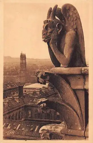 C056 Frankreich Paris Kathedrale Notre Dame Chimäre Vintage Postkarte