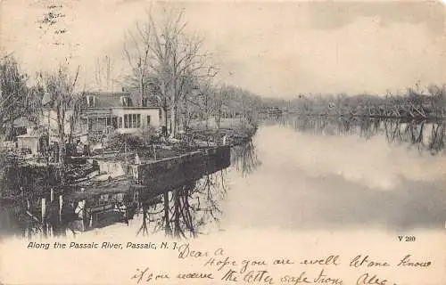 A969 USA 1906 Entlang des Passaic River Passaic New Jersey Postkarte