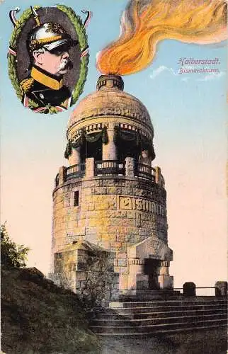 A153 Deutschland 1915 Halberstadt Bismarkturm Bismark Portrait 1. Weltkrieg Feldpostkarte