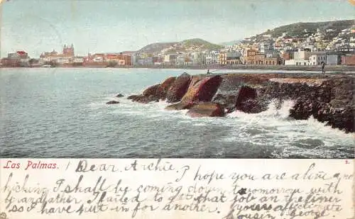 A967 Spanien 1906 Las Palmas Panorama Vintage Postkarte