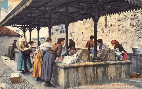 A967 Italien Un Saluto da San Remo Popolane bei Lavatojo Frauenwäsche Postkarte