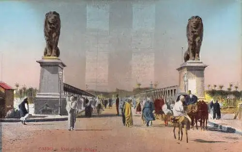 A940 Ägypten Kairo Kasr el Nil Brücke Ureinwohner Vintage Postkarte