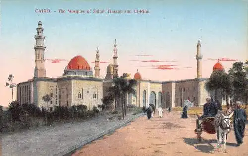 A940 Ägypten Kairo Moschee von Sultan Hassan und El Rifai Eselwagen Postkarte