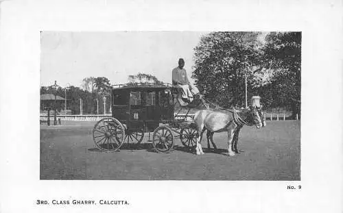 L379 Indien 3. Klasse Gharry Kutsche Kalkutta Vintage Postkarte