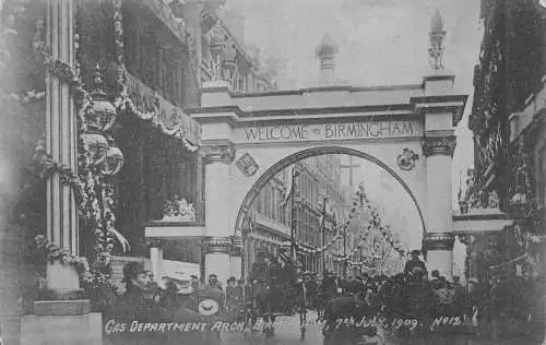 A956 England Welcome to Birmingham Department Arch 1909 alte Postkarte