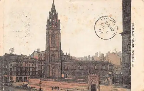A948 England 1903 St Nicholas' Church Liverpool Vintage Postkarte