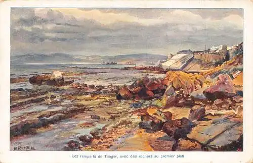 A960 Marokko Tanger Remparts avec des rochers au premier plan vintage Postkarte