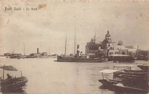 A975 Ägypten Port Said Le Port Dampfschiffe Vintage Postkarten
