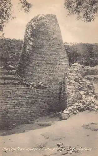 A939 Simbabwe Conical Tower of Temple Vintage Postkarte