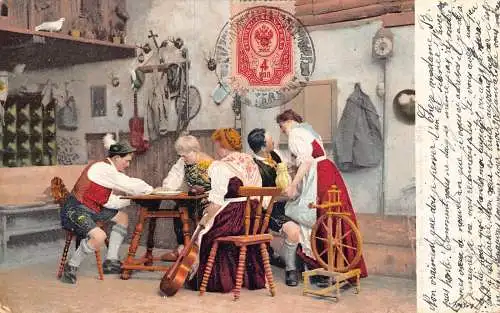 A149 Deutschland 1908 Schwarzwald Trachtenparty Getränk Russland Postkarte