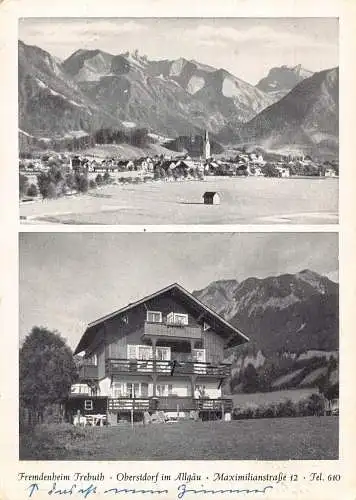 A151 Deutschland 1957 Fremdenheim Trebuth Oberstdorf Allgäu Gasthaus Postkarte