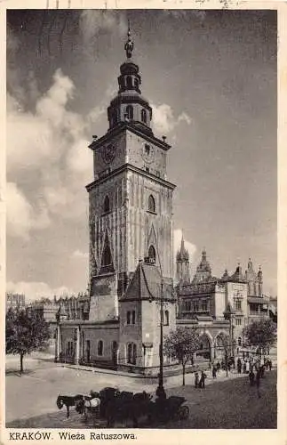A939 Polen 1932 Krakau Wieza Ratuszowa Kirche Vintage Postkarte