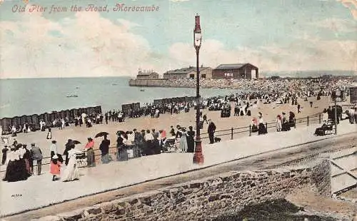A951 England 1964 Old Pier from the Road Morecambe Vintage Postkarte